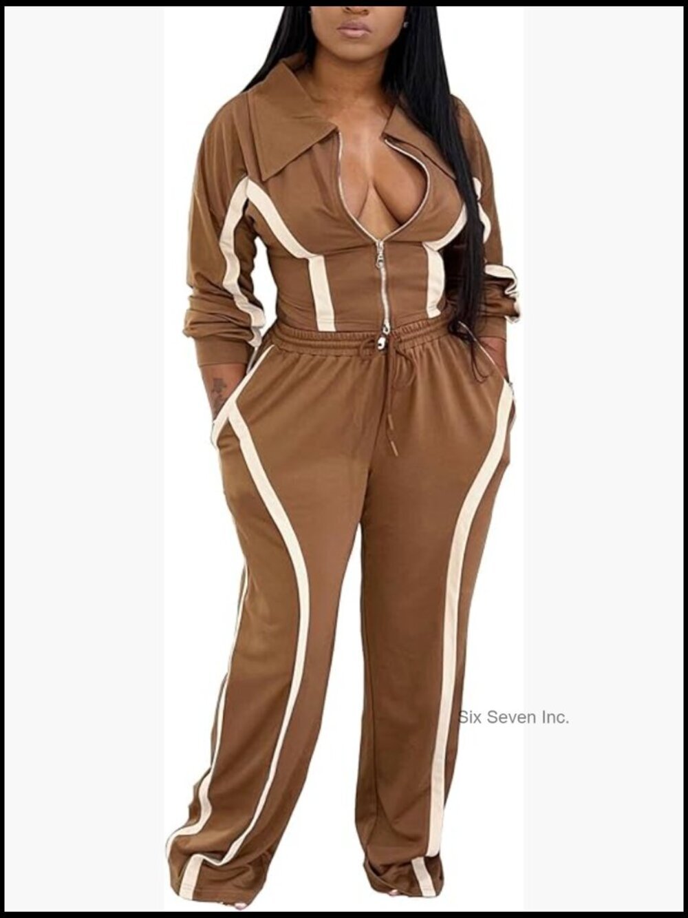 Womens Sweatsuits 2 Piece Set Zipper Jacket Straight Leg Pants Lounge Set